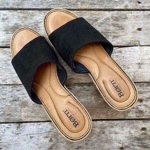 Born leather/canvas slip on wedge